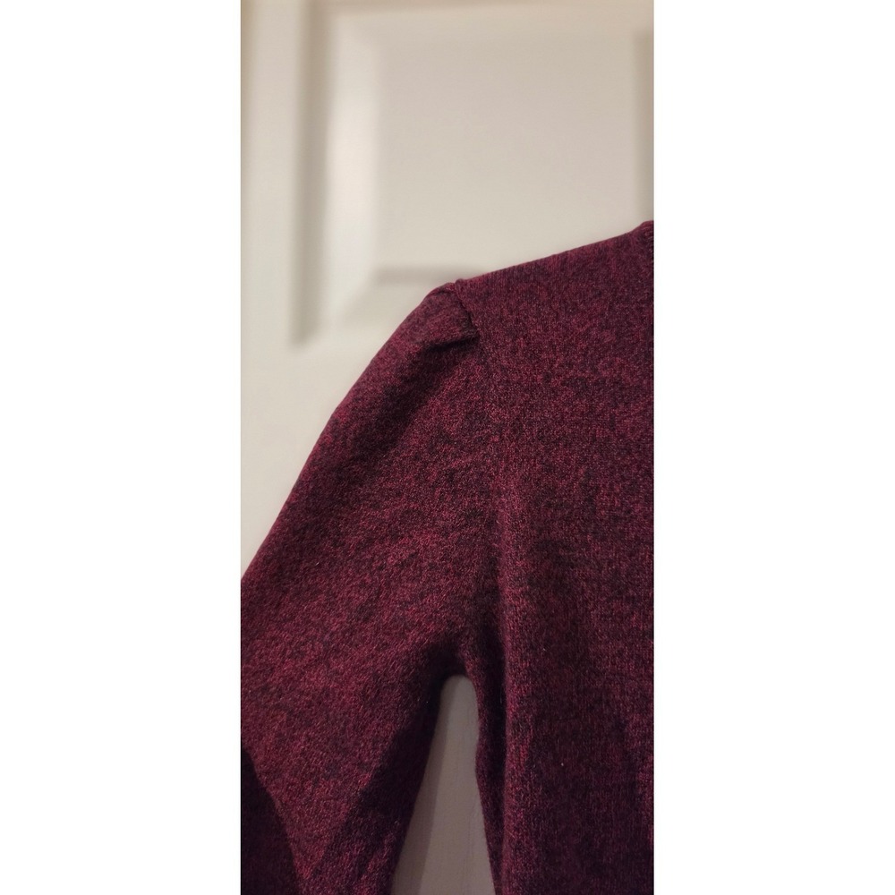 Lands' End 100% Cashmere Puff Sleeve Sweater XS Burgundy Heather Italian Yarn - Picture 5 of 6